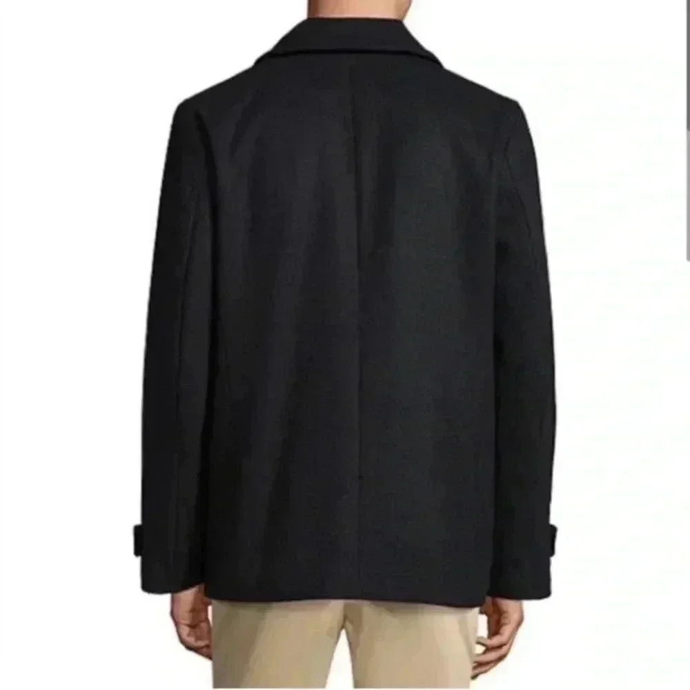 Men's New Claiborne Wool-Blend Black Double Breasted Pea Coat Size:
Small - Picture 2 of 6